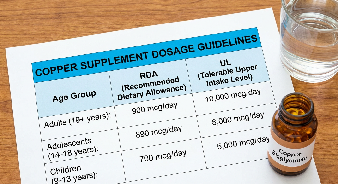 Daily dosage of copper supplements