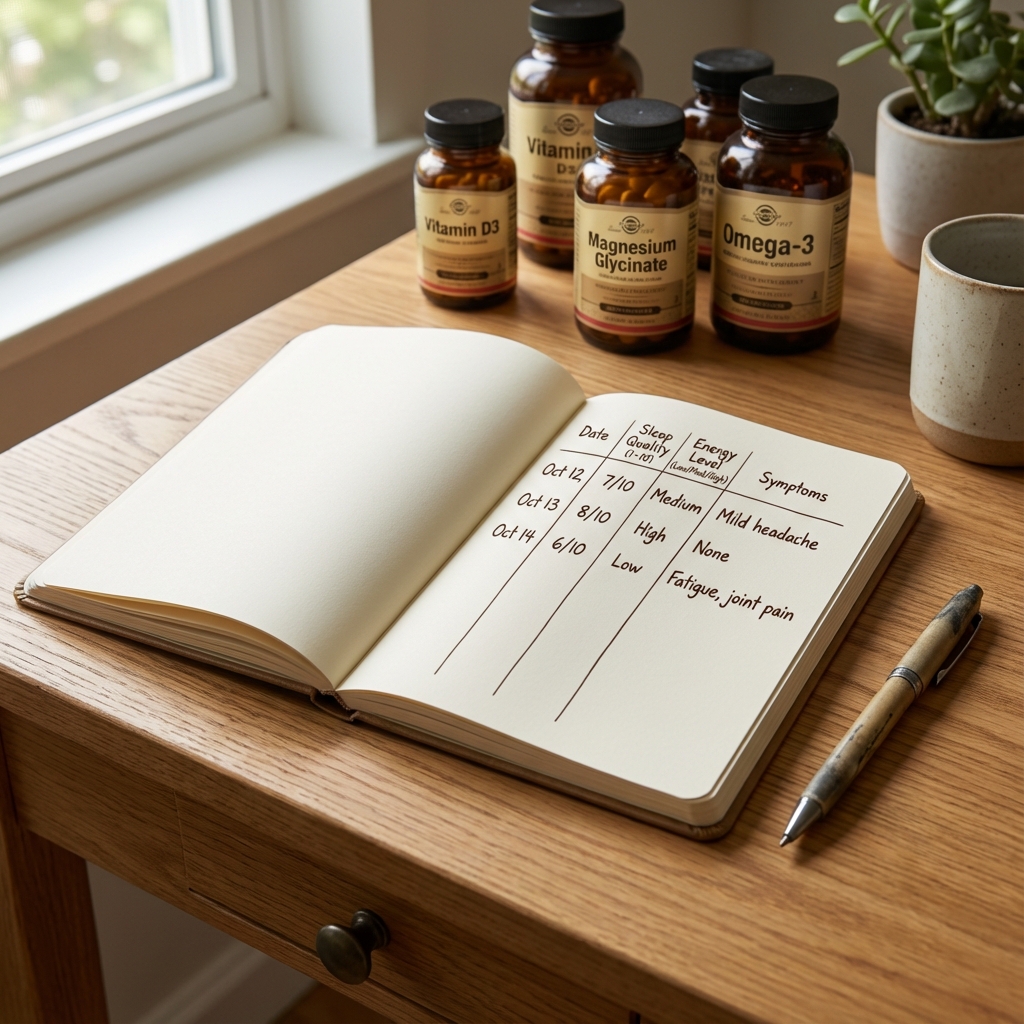 Health journal for tracking supplement progress and lifestyle changes