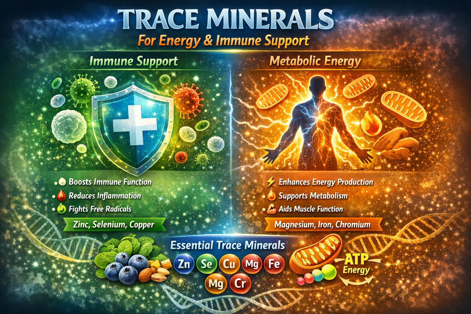 Trace minerals benefits for energy and immune system