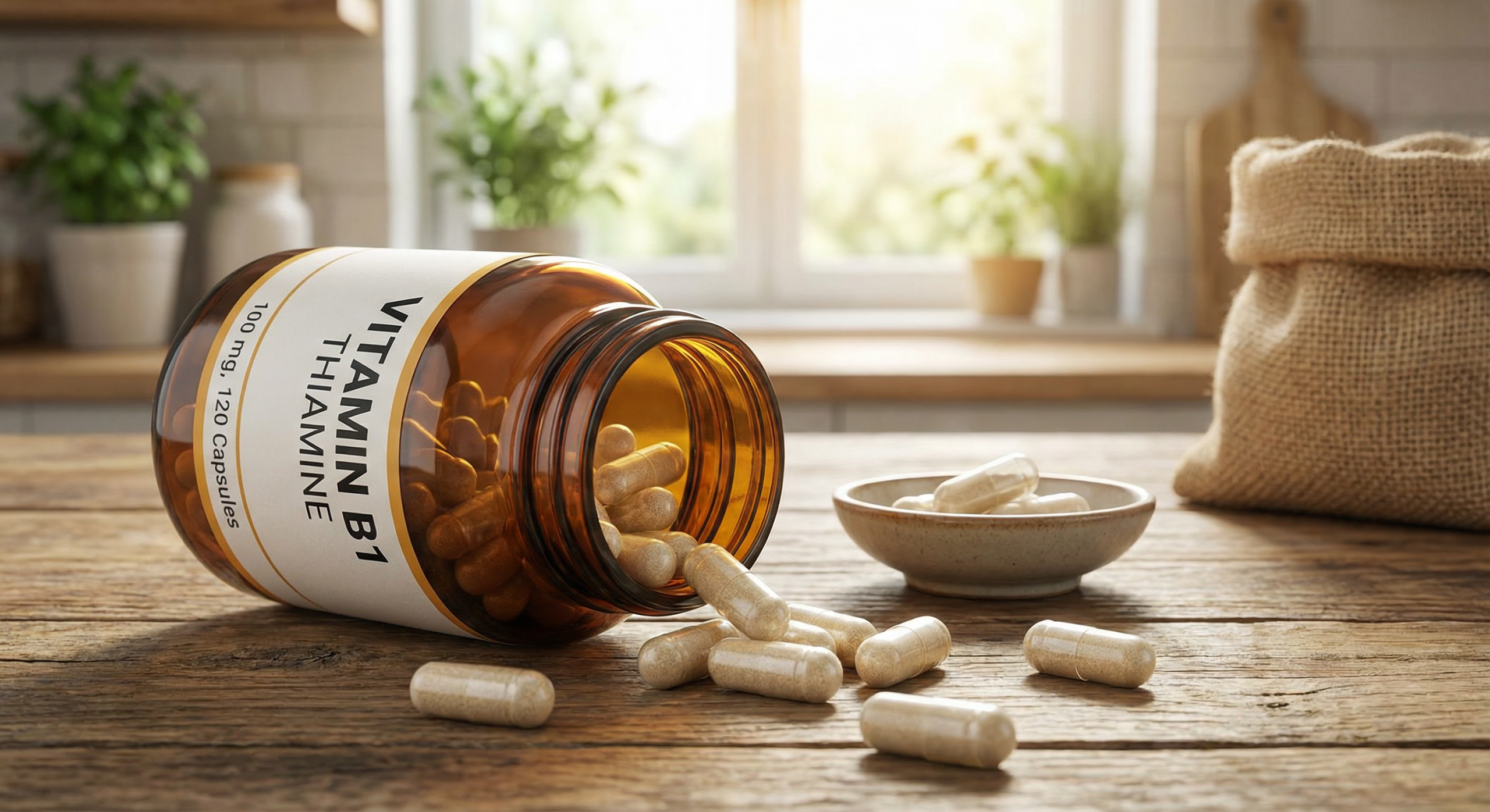 Vitamin B1 thiamine supplements in capsule form