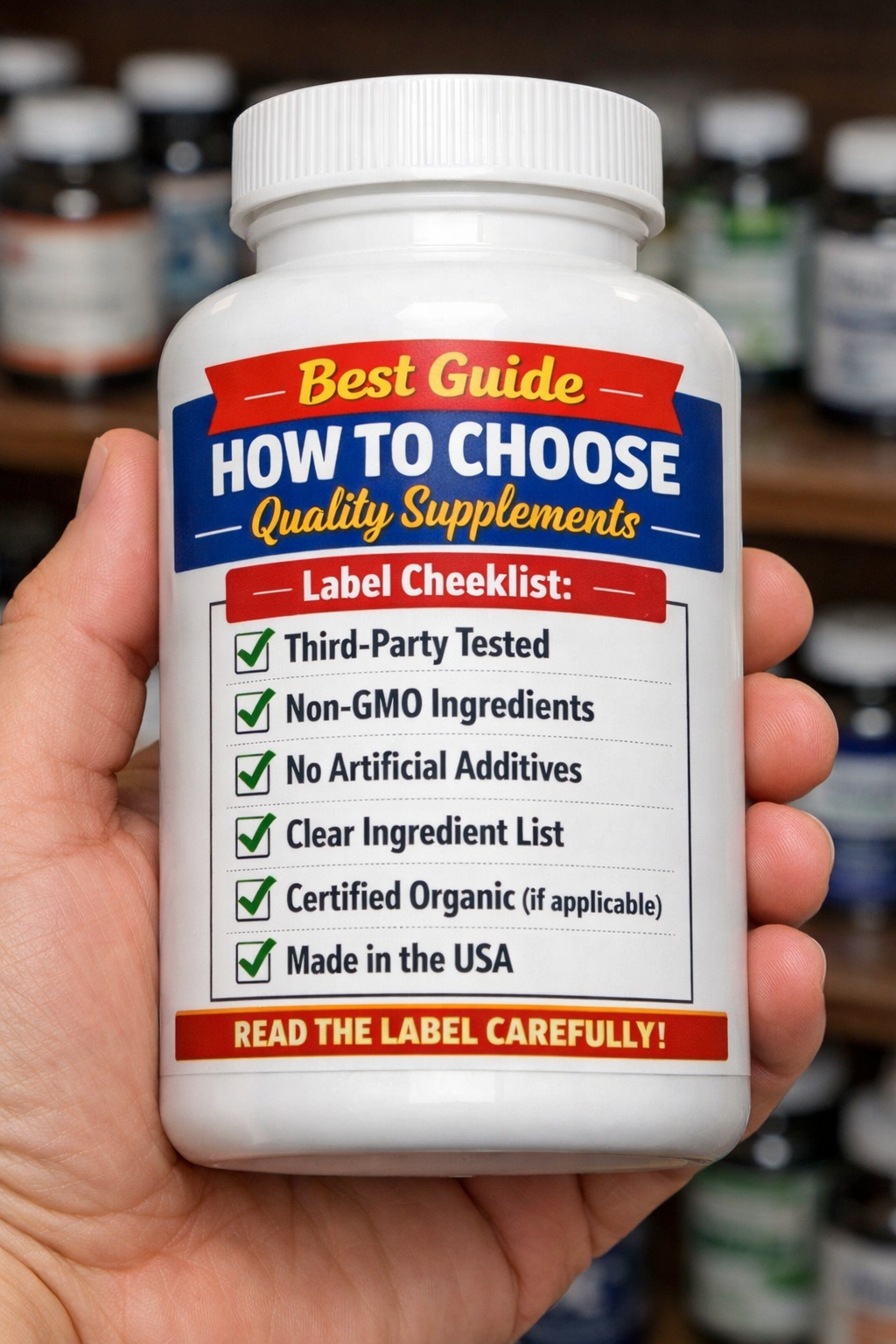Best Guide how to choose Quality Supplements label checklist on a supplement bottle