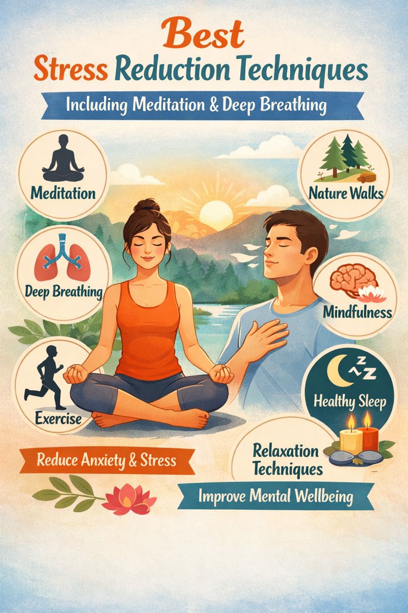 Best stress reduction techniques including meditation and deep breathing