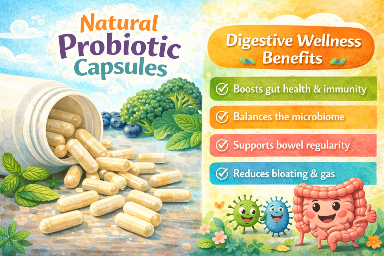 natural probiotic capsules and digestive wellness benefits