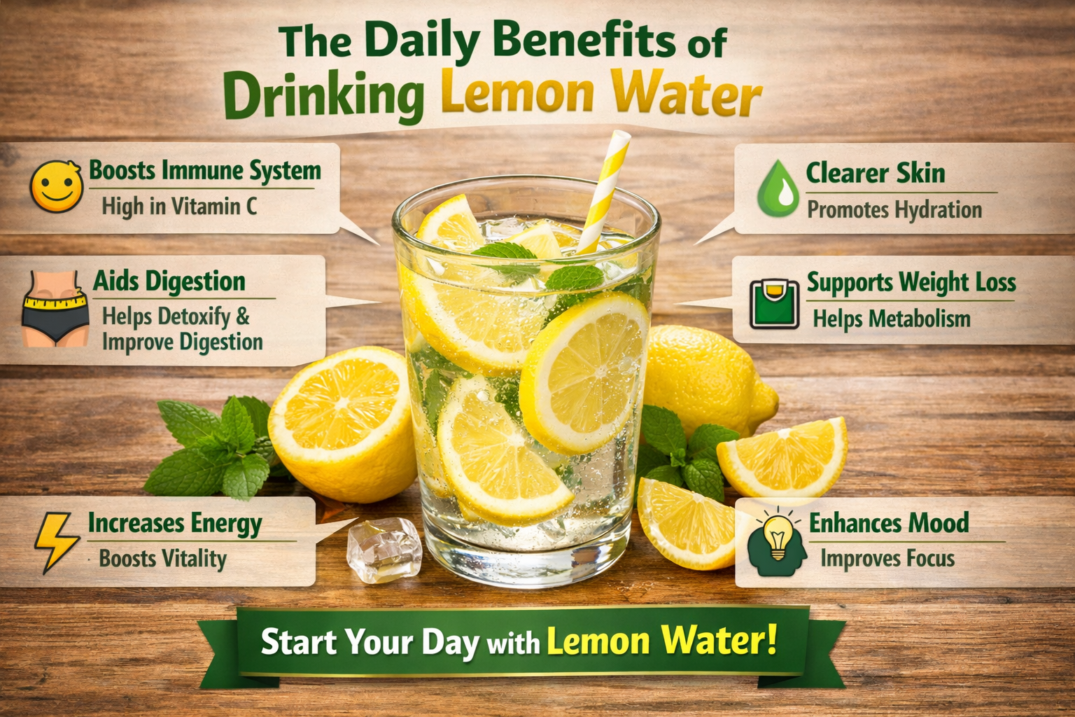 Glass of fresh lemon water with sliced lemons showing daily benefits of drinking lemon water
